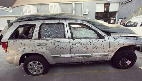 Как выглядит бронированный авто после расстрела боевиками
